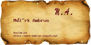 Márk Ambrus névjegykártya